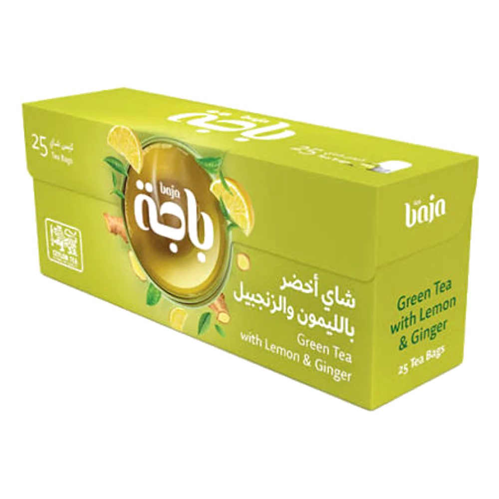 باجة شاي اخضر بالليمون والزنجبيل 25 كيس